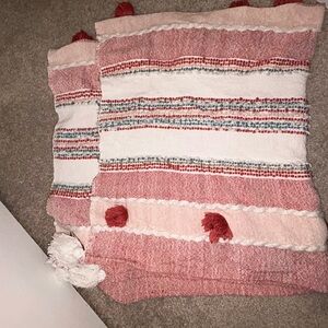 ⭐️Red pink and White Striped Throw Blanket